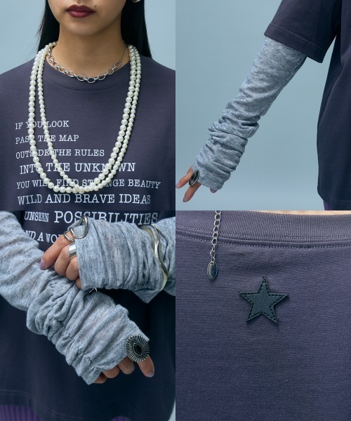 GEVS.(ジェイヴィス)の「フェイクレイヤードTシャツ<大きいサイズ有>GEVS.(Tシャツ/カットソー・レディース・チャコール/ブラック・M/5L/L/LL/3L/4L)」の15枚目の写真