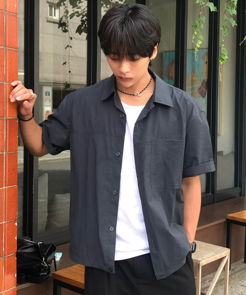 セール】[COUTURE]ナイロンオーバーサイズポケット半袖シャツ - 2
