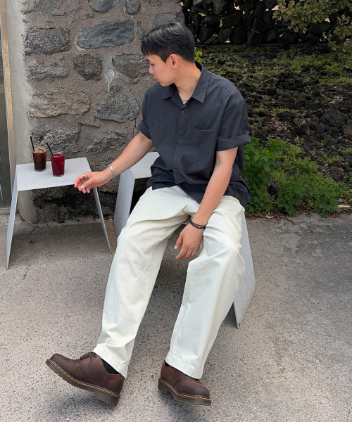 MINDBRIDGE（マインドブリッジ）の「[COUTURE]ナイロンオーバーサイズポケット半袖シャツ - 2カラー（シャツ/ブラウス・メンズ・チャコールグレー/ミント・100/110/95/105）」の10枚目の写真