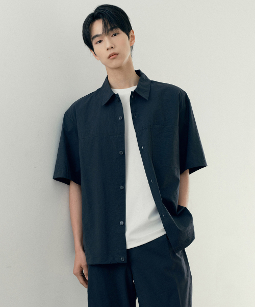 MINDBRIDGE（マインドブリッジ）の「[COUTURE]ナイロンオーバーサイズポケット半袖シャツ - 2カラー（シャツ/ブラウス・メンズ・チャコールグレー/ミント・100/110/95/105）」の11枚目の写真