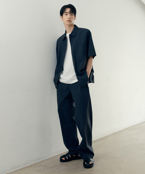 MINDBRIDGE（マインドブリッジ）の「[COUTURE]ナイロンオーバーサイズポケット半袖シャツ - 2カラー（シャツ/ブラウス・メンズ・チャコールグレー/ミント・100/110/95/105）」の12枚目の写真