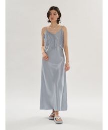 レーストリムサテンキャミワンピース