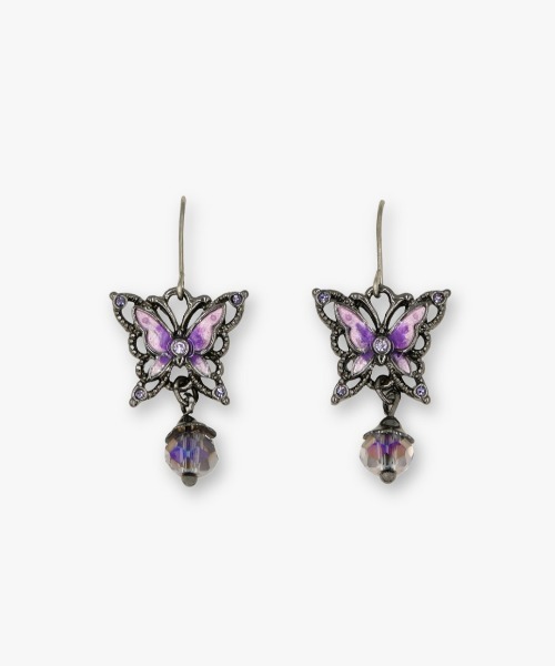 ANNA SUI(アナスイ)の「蝶モチーフ フックピアス(ピアス(両耳用)・レディース・パープル/ホワイト・FREE)」の1枚目の写真