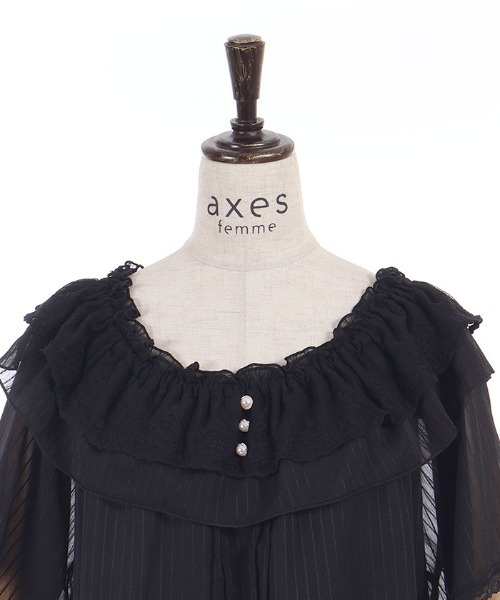axes femme(アクシーズファム)の「シアーストライプチュニック(チュニック・レディース・ラベンダー/ブラック/ホワイト・FREE)」の4枚目の写真