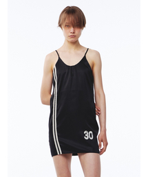 Line Satin Mini Dress Black