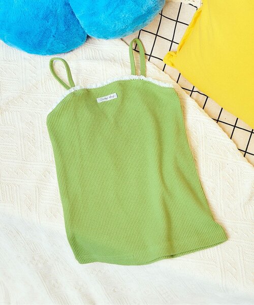 apres les cours(アプレレクール)の「レースフリルタンクトップ(タンクトップ・キッズ・チャコール/サックスブルー/レッド/ミント・120/110/100/90/80/140/130)」の2枚目の写真