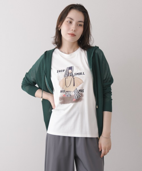 Bou Jeloud(ブージュルード)の「レディバッグモチーフTシャツ(Tシャツ/カットソー・レディース・オフホワイト/ブラック・FREE)」の2枚目の写真