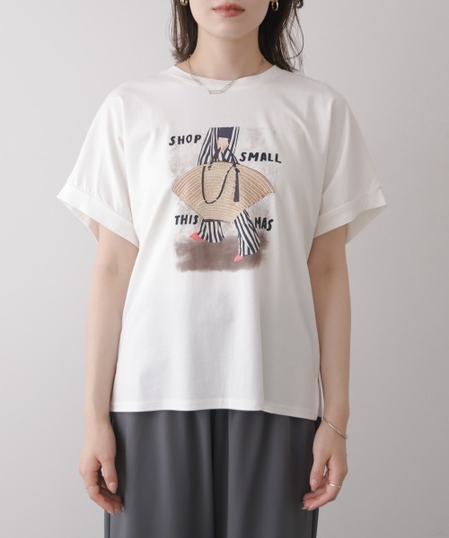 Bou Jeloud(ブージュルード)の「レディバッグモチーフTシャツ(Tシャツ/カットソー・レディース・オフホワイト/ブラック・FREE)」の15枚目の写真
