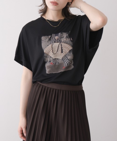 Bou Jeloud(ブージュルード)の「レディバッグモチーフTシャツ(Tシャツ/カットソー・レディース・オフホワイト/ブラック・FREE)」の10枚目の写真