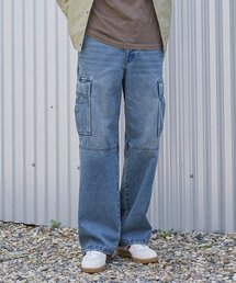 ADHOC（アドホック）の「男性カーゴワイドデニムパンツ（インディゴ）（HZ8DP01-04）（デニムパンツ）」
