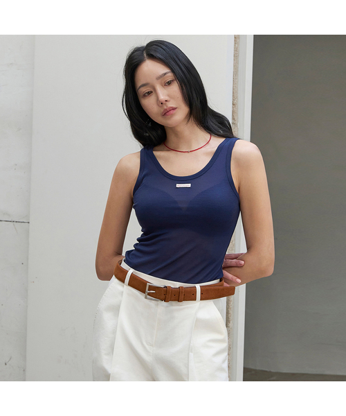 MORVE13(モルブ13)の「オールデイテンセルスリーブレス(メランジグレー)(Tシャツ/カットソー・レディース・アイボリー/ミント/ライトグレー/レッド/バイオレット/ブラック/ネイビー/バーガンディー・FREE)」の5枚目の写真