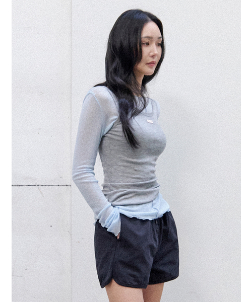 MORVE13(モルブ13)の「オールデイテンセルスリーブレス(メランジグレー)(Tシャツ/カットソー・レディース・アイボリー/ミント/ライトグレー/レッド/バイオレット/ブラック/ネイビー/バーガンディー・FREE)」の9枚目の写真