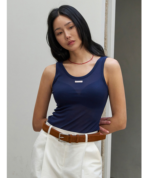 MORVE13(モルブ13)の「オールデイテンセルスリーブレス(メランジグレー)(Tシャツ/カットソー・レディース・アイボリー/ミント/ライトグレー/レッド/バイオレット/ブラック/ネイビー/バーガンディー・FREE)」の10枚目の写真