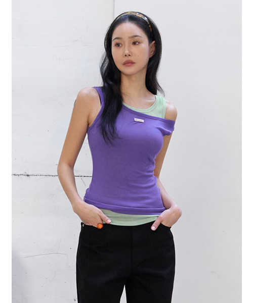 MORVE13(モルブ13)の「オールデイテンセルスリーブレス(メランジグレー)(Tシャツ/カットソー・レディース・アイボリー/ミント/ライトグレー/レッド/バイオレット/ブラック/ネイビー/バーガンディー・FREE)」の11枚目の写真