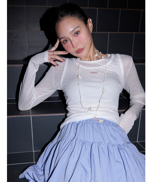 MORVE13(モルブ13)の「オールデイテンセルスリーブレス(メランジグレー)(Tシャツ/カットソー・レディース・アイボリー/ミント/ライトグレー/レッド/バイオレット/ブラック/ネイビー/バーガンディー・FREE)」の13枚目の写真
