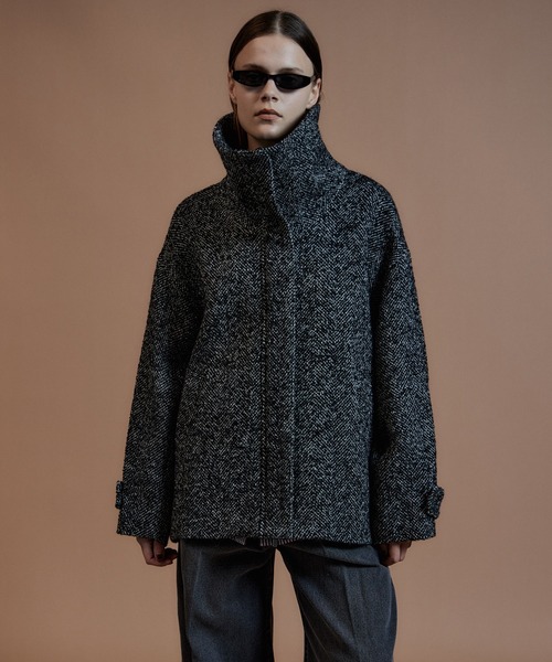 MAISON SPECIAL(メゾンスペシャル)の「【2026Autumn PRE-ORDER】Oversized High-Neck Midi Coat/オーバーハイネックミディコート(その他アウター・レディース・ブラック/マルチ/ブルー・FREE)」の3枚目の写真