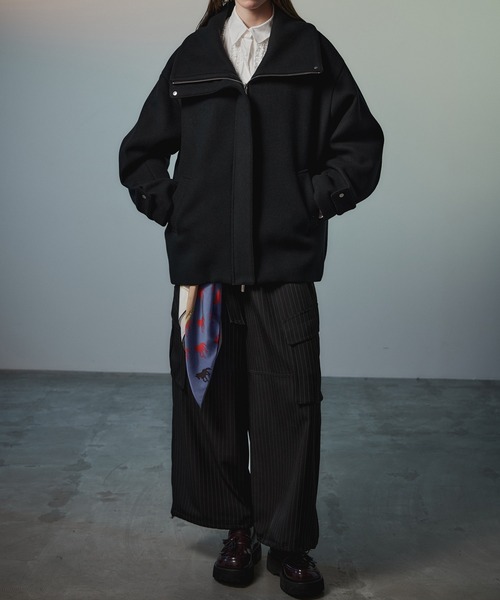 MAISON SPECIAL(メゾンスペシャル)の「【2026Autumn PRE-ORDER】Oversized High-Neck Midi Coat/オーバーハイネックミディコート(その他アウター・レディース・ブラック/マルチ/ブルー・FREE)」の4枚目の写真