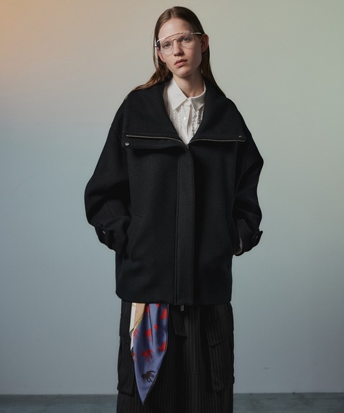 MAISON SPECIAL(メゾンスペシャル)の「【2026Autumn PRE-ORDER】Oversized High-Neck Midi Coat/オーバーハイネックミディコート(その他アウター・レディース・ブラック/マルチ/ブルー・FREE)」の5枚目の写真