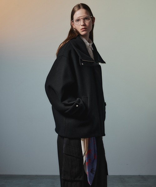 MAISON SPECIAL(メゾンスペシャル)の「【2026Autumn PRE-ORDER】Oversized High-Neck Midi Coat/オーバーハイネックミディコート(その他アウター・レディース・ブラック/マルチ/ブルー・FREE)」の6枚目の写真
