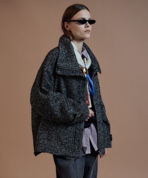 MAISON SPECIAL(メゾンスペシャル)の「【2026Autumn PRE-ORDER】Oversized High-Neck Midi Coat/オーバーハイネックミディコート(その他アウター・レディース・ブラック/マルチ/ブルー・FREE)」の13枚目の写真