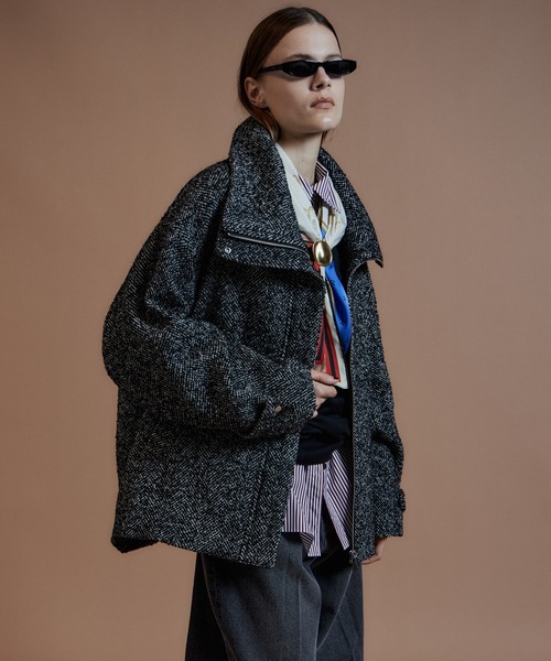 MAISON SPECIAL(メゾンスペシャル)の「【2026Autumn PRE-ORDER】Oversized High-Neck Midi Coat/オーバーハイネックミディコート(その他アウター・レディース・ブラック/マルチ/ブルー・FREE)」の14枚目の写真