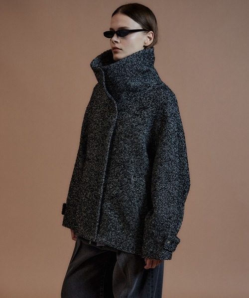 MAISON SPECIAL(メゾンスペシャル)の「【2026Autumn PRE-ORDER】Oversized High-Neck Midi Coat/オーバーハイネックミディコート(その他アウター・レディース・ブラック/マルチ/ブルー・FREE)」の16枚目の写真