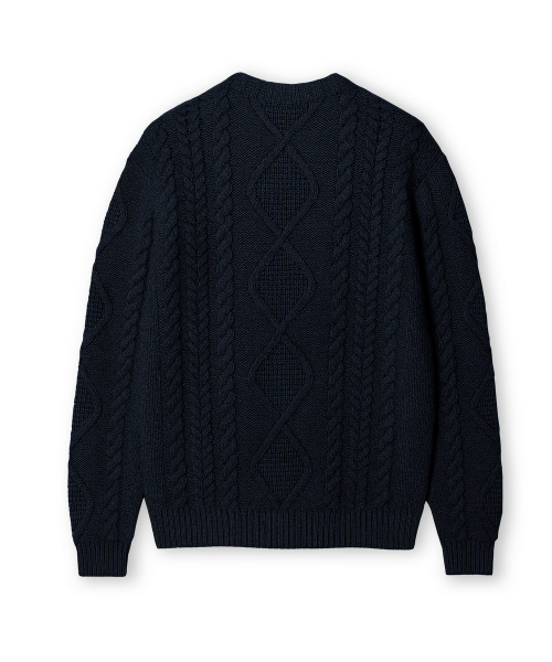 EDINBURGH CLUB(エディンバラクラブ)の「ARAN CREW-NECK SWEATER (NAVY)(ニット/セーター・メンズ・ネイビー・SMALL/MEDIUM/LARGE/X-LARGE)」の2枚目の写真