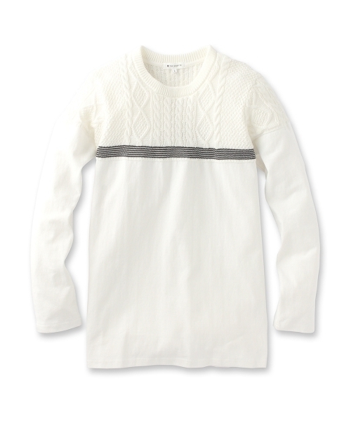 THE SHOP TK (ザ ショップ ティーケー )の「切替ニットプルオーバー(ニット/セーター・メンズ・ホワイト/グリーン/レッド/ネイビー・03/04/02)」の2枚目の写真