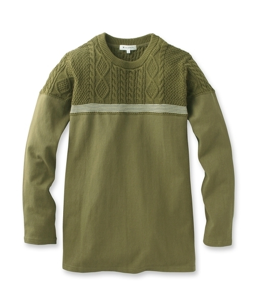 THE SHOP TK (ザ ショップ ティーケー )の「切替ニットプルオーバー(ニット/セーター・メンズ・ホワイト/グリーン/レッド/ネイビー・03/04/02)」の1枚目の写真