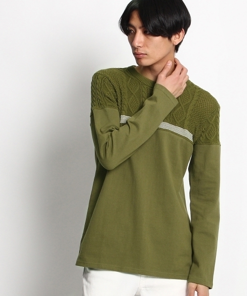 THE SHOP TK (ザ ショップ ティーケー )の「切替ニットプルオーバー(ニット/セーター・メンズ・ホワイト/グリーン/レッド/ネイビー・03/04/02)」の5枚目の写真