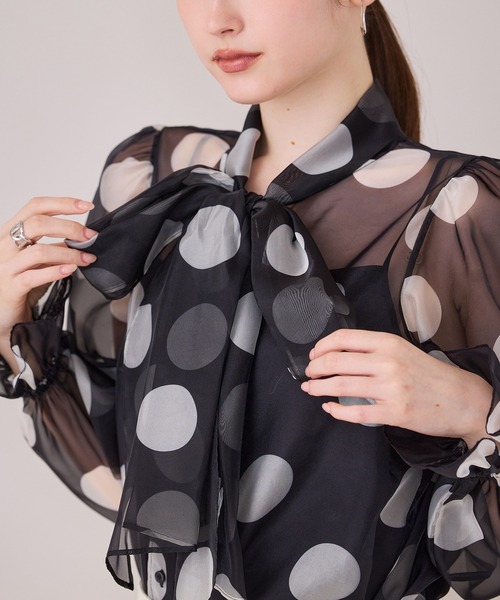 Audie a Muses(オーディアミューズ)の「ドットプリントボウタイ付きブラウス(シャツ/ブラウス・レディース・ブラック・42/38)」の19枚目の写真