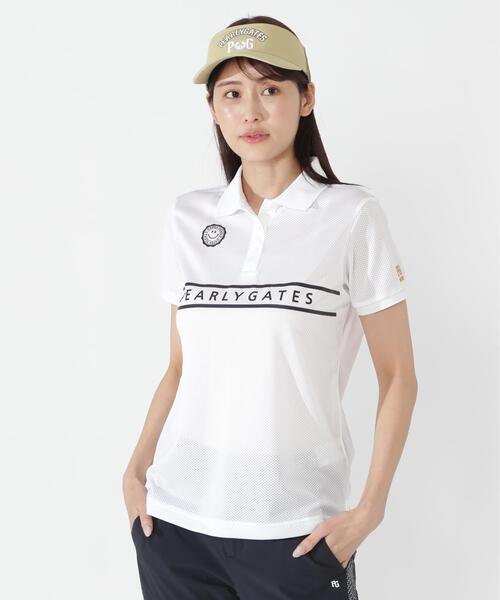PEARLY GATES(パーリーゲイツ)の「【PEARLY GATES】KAZEメッシュ半袖ポロシャツ(ポロシャツ・レディース・ネイビー/ブルー/ホワイト・LARGE/SMALL/MEDIUM)」の4枚目の写真