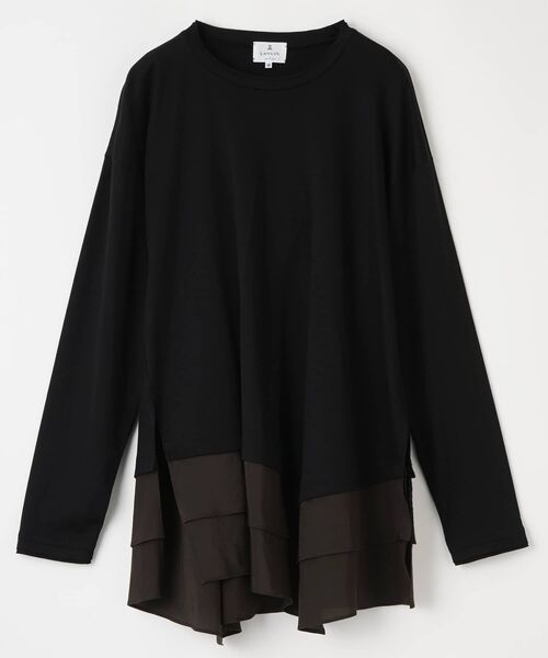 LANVIN en Bleu(ランバンオンブルー)の「レイヤードヘムコンビカットソー(Tシャツ/カットソー・レディース・ブラック/オフホワイト・38)」の2枚目の写真