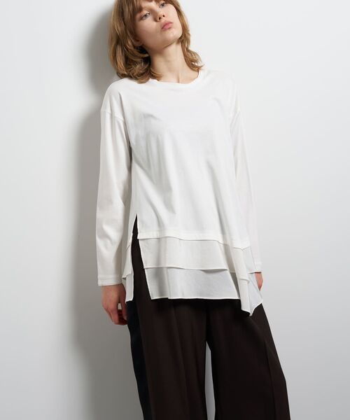 LANVIN en Bleu(ランバンオンブルー)の「レイヤードヘムコンビカットソー(Tシャツ/カットソー・レディース・ブラック/オフホワイト・38)」の7枚目の写真