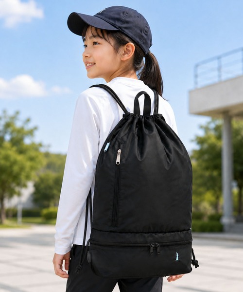 EASTBOY(イーストボーイ)の「【EASTBOY】2ROOMナップサック シューズ入りOK スクールバッグ 通学 部活 習い事(バックパック/リュック・レディース・ブラック×ピンク/ブラック×ブルー・FREE)」の6枚目の写真
