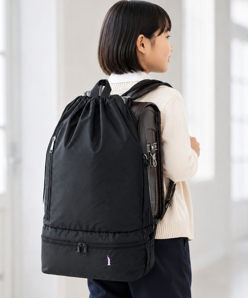 EASTBOY(イーストボーイ)の「【EASTBOY】2ROOMナップサック シューズ入りOK スクールバッグ 通学 部活 習い事(バックパック/リュック・レディース・ブラック×ピンク/ブラック×ブルー・FREE)」の8枚目の写真