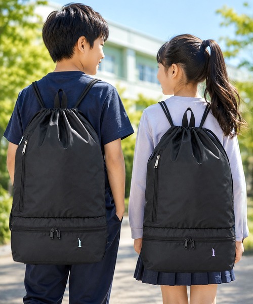 EASTBOY(イーストボーイ)の「【EASTBOY】2ROOMナップサック シューズ入りOK スクールバッグ 通学 部活 習い事(バックパック/リュック・レディース・ブラック×ピンク/ブラック×ブルー・FREE)」の9枚目の写真