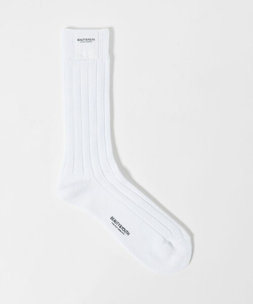 BEAUTY&YOUTH UNITED ARROWS(ビューティーアンドユースユナイテッドアローズ)の「シルケット リブ レギュラー ソックス(ソックス/靴下・メンズ・レッド/ライトグレー/ホワイト/ブラック・FREE)」の1枚目の写真