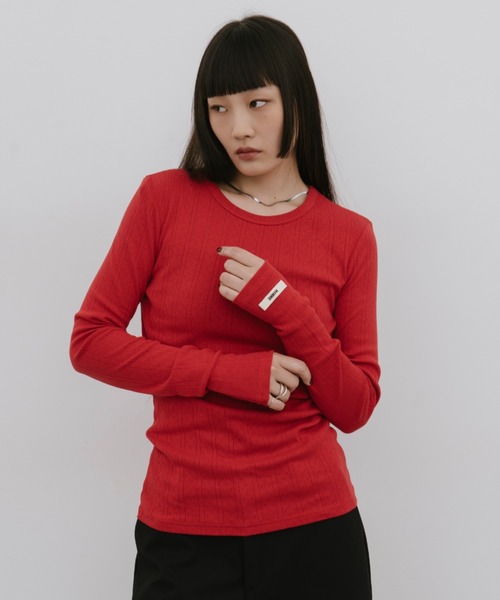 HANNE(アン)の「アイレットロングスリーブTEE(Tシャツ/カットソー・レディース・ブルー/ブラック/ホワイト/レッド・FREE)」の15枚目の写真