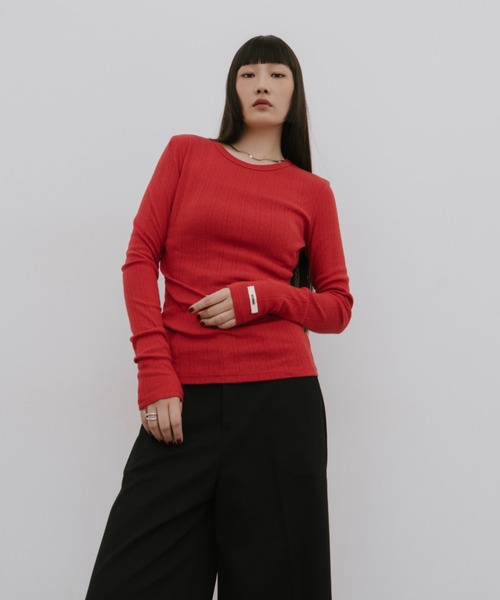 HANNE(アン)の「アイレットロングスリーブTEE(Tシャツ/カットソー・レディース・ブルー/ブラック/ホワイト/レッド・FREE)」の16枚目の写真