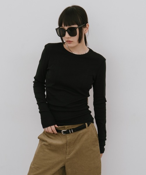 HANNE(アン)の「アイレットロングスリーブTEE(Tシャツ/カットソー・レディース・ブルー/ブラック/ホワイト/レッド・FREE)」の10枚目の写真
