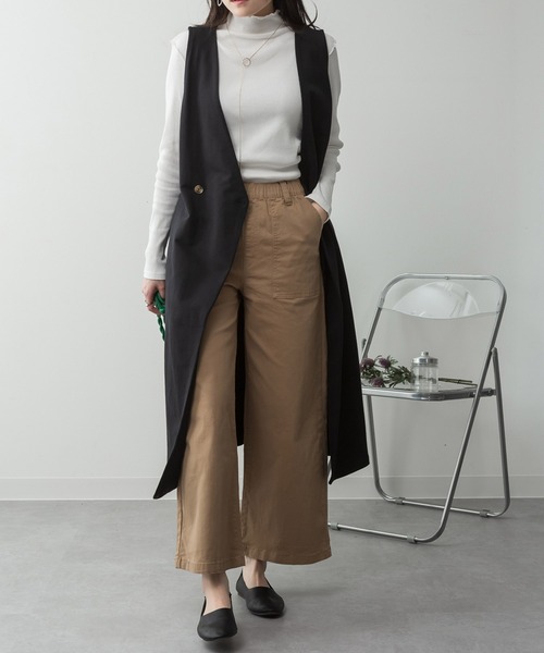 ElegChic（エレグシック）の「ミニ裏毛ノーカラーリラックスロングベスト（ベスト・レディース・ブラック/チャコールグレー/ライトベージュ/杢グレー・M/4L/XL）」の2枚目の写真