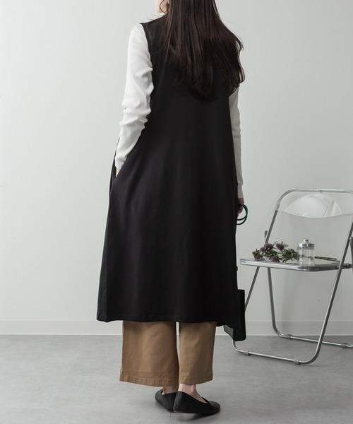 ElegChic（エレグシック）の「ミニ裏毛ノーカラーリラックスロングベスト（ベスト・レディース・ブラック/チャコールグレー/ライトベージュ/杢グレー・M/4L/XL）」の21枚目の写真