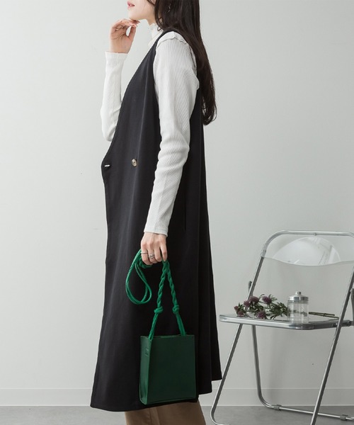 ElegChic（エレグシック）の「ミニ裏毛ノーカラーリラックスロングベスト（ベスト・レディース・ブラック/チャコールグレー/ライトベージュ/杢グレー・M/4L/XL）」の22枚目の写真