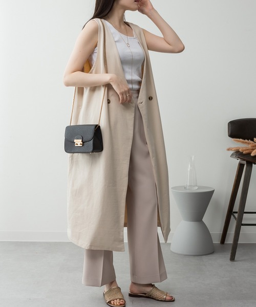 ElegChic（エレグシック）の「ミニ裏毛ノーカラーリラックスロングベスト（ベスト・レディース・ブラック/チャコールグレー/ライトベージュ/杢グレー・M/4L/XL）」の16枚目の写真