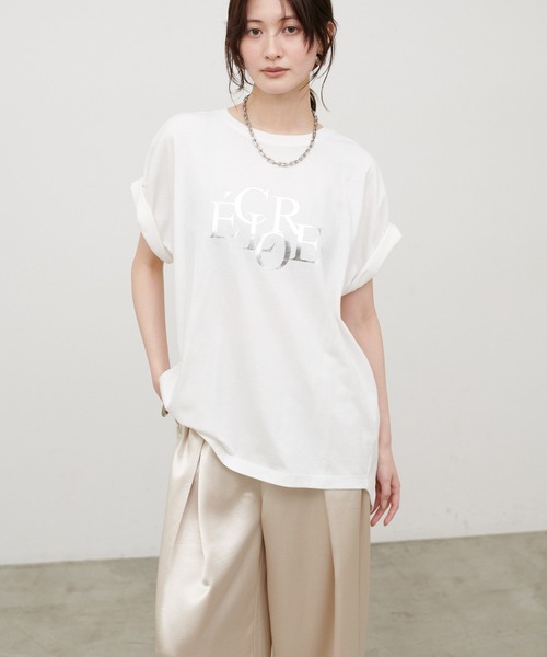 LARUTA（ラルータ）の「【LARUTA】[ 汗染み防止] バックスリットecloreTシャツ（Tシャツ/カットソー・レディース・ブラウン/チャコールグレー/ホワイト系その他/オフホワイト・FREE）」の5枚目の写真