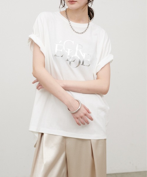 LARUTA（ラルータ）の「【LARUTA】[ 汗染み防止] バックスリットecloreTシャツ（Tシャツ/カットソー・レディース・ブラウン/チャコールグレー/ホワイト系その他/オフホワイト・FREE）」の6枚目の写真