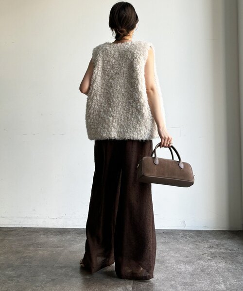 DouDou(ドゥドゥ)の「【WEB限定】フロッキードットタックパンツ(その他パンツ・レディース・ダークブラウン/ブラック・FREE)」の12枚目の写真