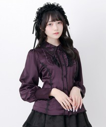 DearMyLove（ディアマイラブ）の「ゴシック風バラレースフリルストライプブラウス（シャツ/ブラウス）」