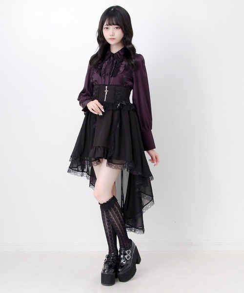 DearMyLove(ディアマイラブ)の「ゴシック風バラレースフリルストライプブラウス(シャツ/ブラウス・レディース・パープル/ブラック/ボルドー・MEDIUM/3L/LARGE)」の17枚目の写真